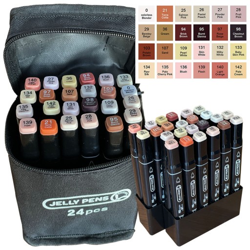 SKIN PROMARKERS 24 шт., маркеры телесного цвета, коричневые, бежевые, ДВУСТОРОННИЕ маркеры