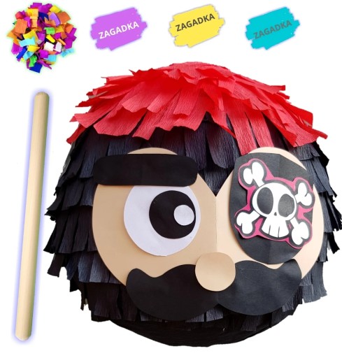 PINIATA PIRAT + 5 GRATISÓW PINATA PIRACKA URODZINY