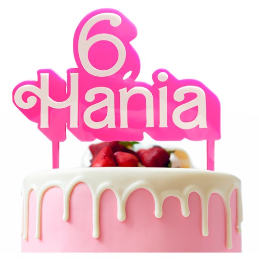 Topper na tort urodzinowy w stylu Barbie ozdoba na tort PERSONALIZACJA