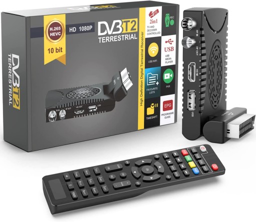 Dekoder DVB-T2 HD 1080P HDMI SCART Receiver HEVC