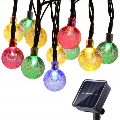 GIRLANDA SOLARNA OGRODOWA LAMPKI LED 30 ŻARÓWEK