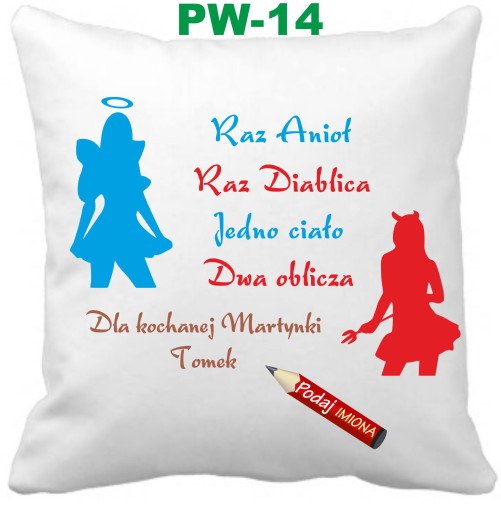 Poduszka na Walentynki miś serca + imiona imię Wzory MIX