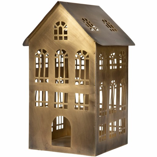 LAMPION DOMEK metalowy złoty do salonu sypialni wys. 30cm