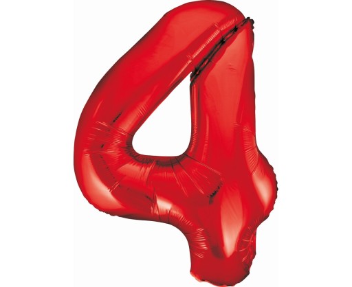 Balon foliowy Cyfra 4 czerwona 100 cm Slim