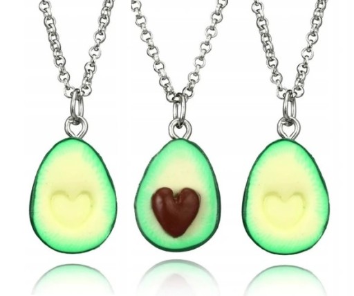 NASZYJNIK 3 PRZYJACIÓŁEK SERC AVOCADO AWOKADO B045