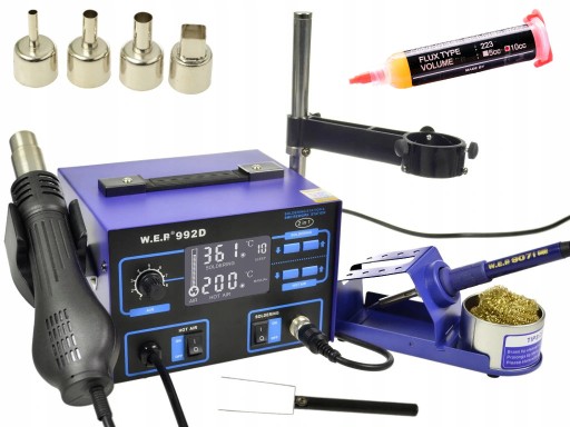 Stacja Lutownicza WEP 992D +STATYW +FLUX 223