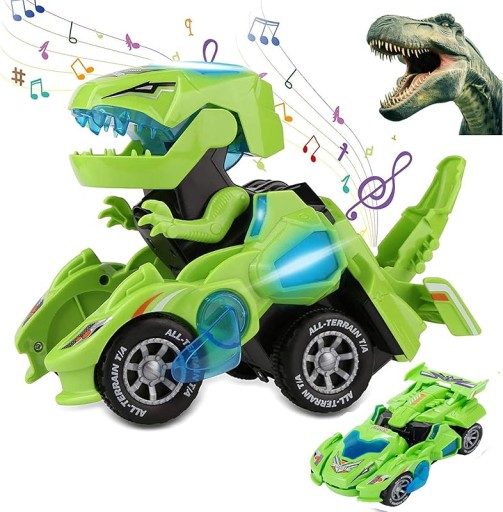 2 w 1 Przekształcanie Dinozaurów LED Samochodowa T