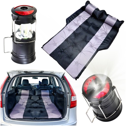 MATERAC DMUCHANY ŁÓŻKO SAMOCHODOWE 170X120CM LAMPKA TURYSTYCZNA LED ZESTAW