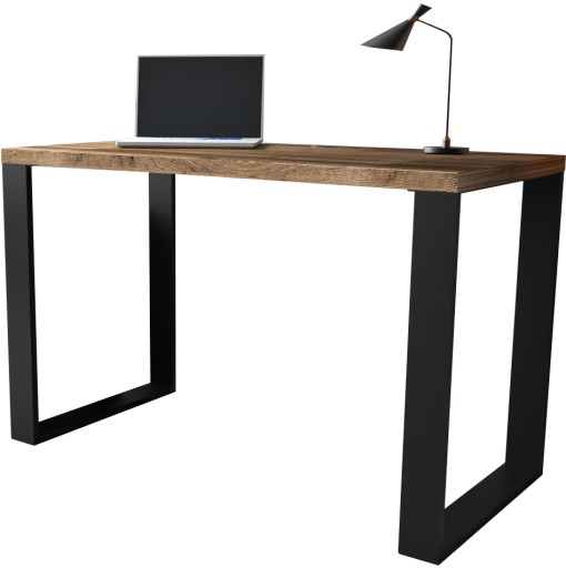 BIURKO loft loftowe stylu loftowym 120cm dąb wotan metalowe nogi gruby blat