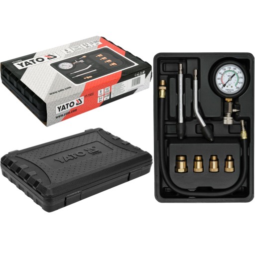 YATO TESTER MIERNIK CIŚNIENIA SPRĘŻANIA BENZYNA + ADAPTERY 8EL YT-73022