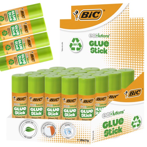 BIC ECOLUTIONS GLUE STICK KLEJ W SZTYFCIE MOCNY SZKOLNY BIUROWY 21g x20