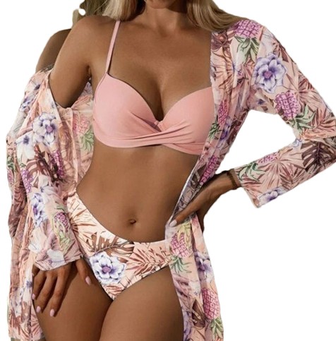 STRÓJ KĄPIELOWY BIKINI 3W1 FIGI PAREO FISZBIN