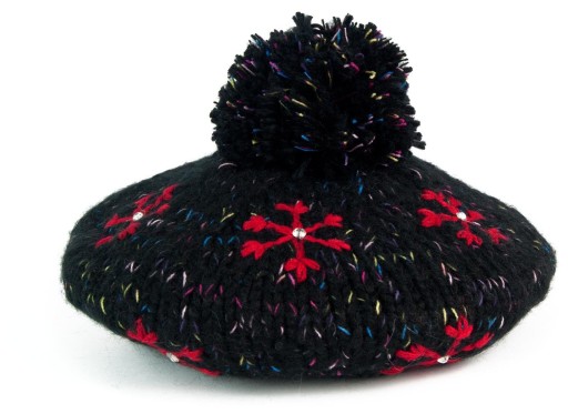 SALE-% czapka-beret w śnieżynki cz2701-5