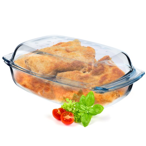 NACZYNIE ŻAROODPORNE Z POKRYWKĄ 4,1L SZKLANE