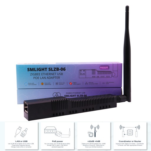 SLZB-06 SMLIGHT-Zigbee 3.0 na Ethernet, USB i ada