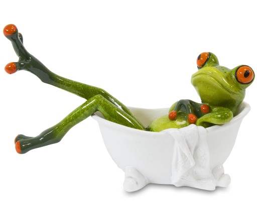FIGURKA ŻABA W WANNIE TOALECIE WC ŁAZIENKA