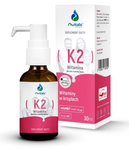 Naturalna WITAMINA K2 VitaMk7 KROPLE 30ml AVITALE