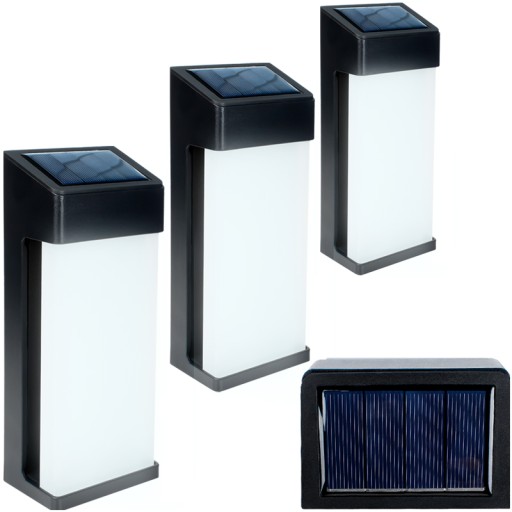 3x ZEWNĘTRZNA OGRODOWA LAMPA SOLARNA LED ELEWACYJNA ŚCIENNA KINKIET CZARNY