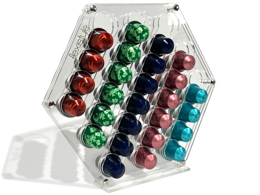 Stojak na kapsułki kawy Nespresso Hexagon plexi