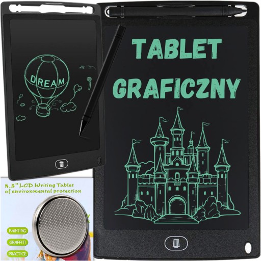 TABLET GRAFICZNY 8,5 CALA DO RYSOWANIA ZNIKOPIS TABLICA CZARNY NA PREZENT