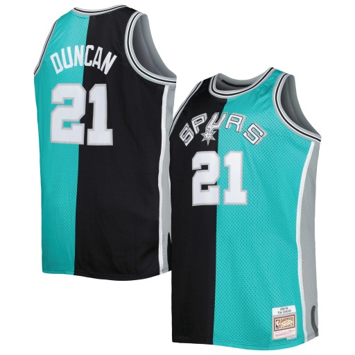 Koszulka Tim Duncan czarno-turkusowa San Antonio Spurs 1998/99 Split Swingman, 3XL