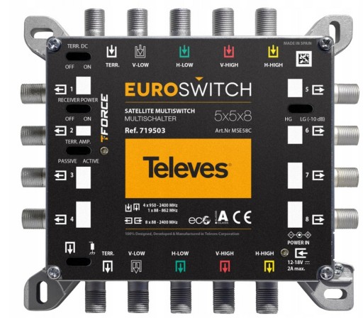 MULTISWITCH ROZDZIELACZ SYGNAŁU TV 5x8 TELEVES 5/8