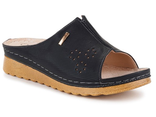KLAPKI DAMSKIE BUTY PROFILOWANE SKÓRZANE
