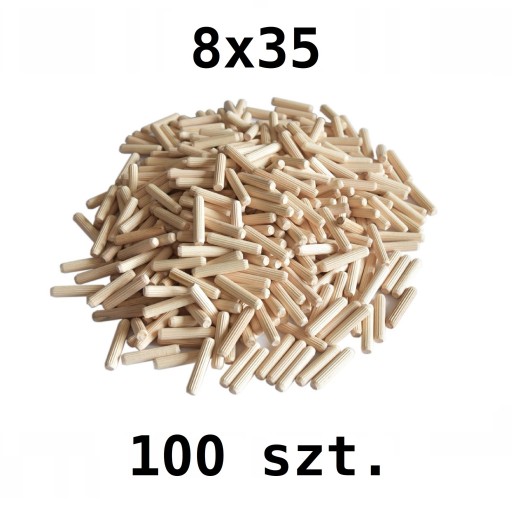 KOŁEK MEBLOWY DREWNIANY BUKOWY Ø8x35 mm 100 SZTUK