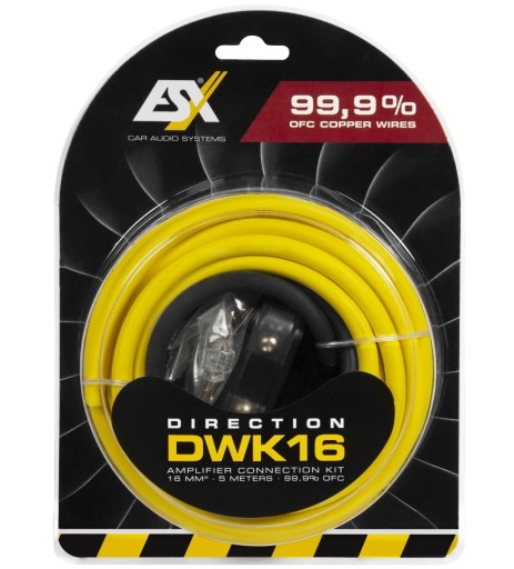 ESX DWK16 - ZESTAW Kabli ZASILAJĄCYCH do WZMACNIACZA 16mm2 Miedź OFC