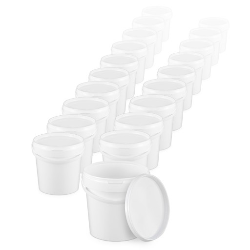 100x Wiadro plastikowe 1 Litr Białe na ŻYWNOŚĆ