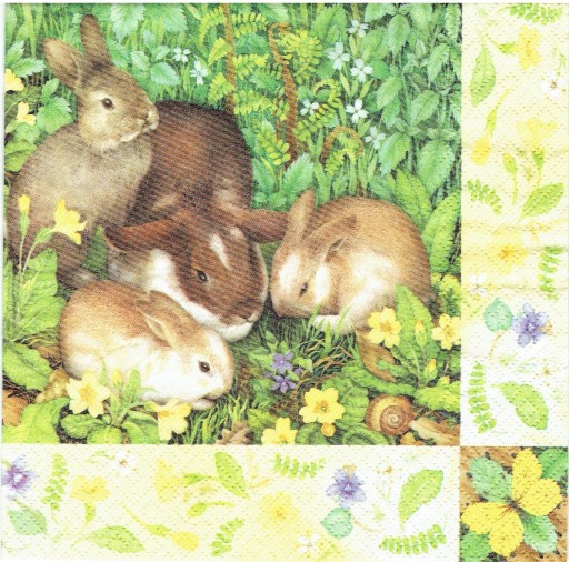 Serwetka decoupage 126C Wielkanoc zające łąka 1szt