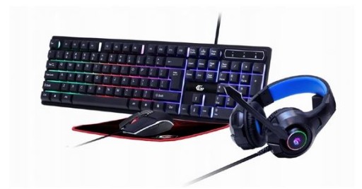 RGB KLAWIATURA MYSZ SŁUCHAWKI PODKŁADKA Gembird GHOST