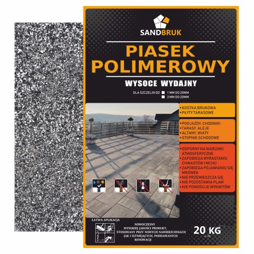 SandBruk Piasek Polimerowy Fuga Do Kostki Brukowej Płyt Ciemny Szary 20 kg.