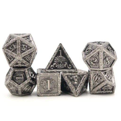 ZAKLĘTA PIEŚŃ BARDA ZESTAW 7 METALOWYCH KOŚCI RPG