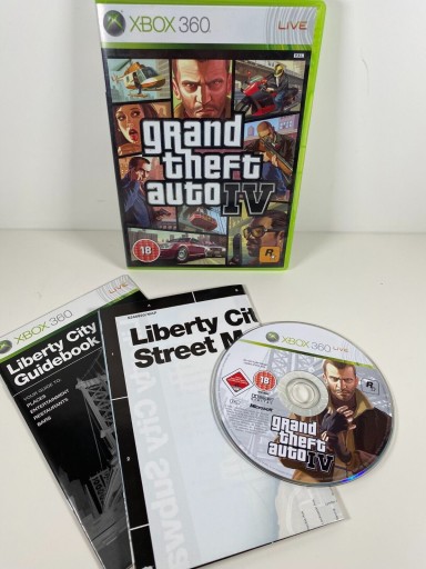 GRAND THEFT AUTO IV + MAPA MIASTA GTA 4 -komplet BDB- XBOX 360 GW!