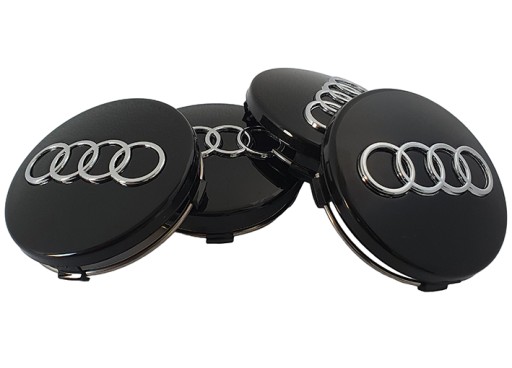 DEKIELKI ZAŚLEPKI KAPSLE ZNACZKI DO FELG AUDI - 60 MM - CZARNE 4 SZT