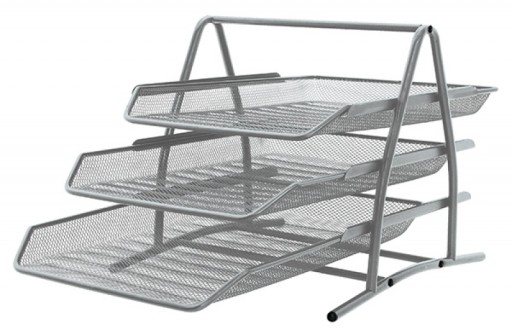 Zestaw na biurko metalowy 3 szufladki wysuwane srebrny siatka 273x262x350mm