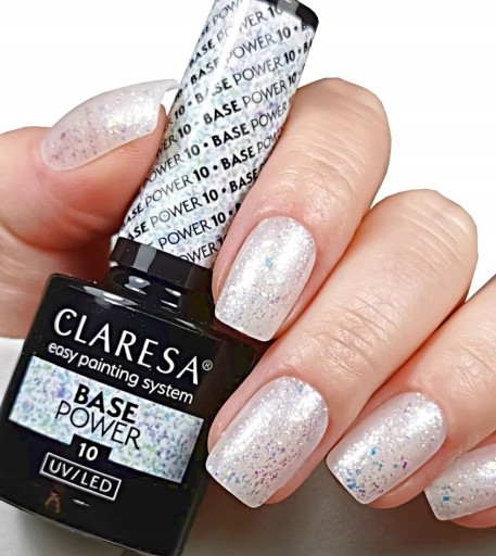 CLARESA BASE POWER BEZKWASOWA BAZA HYBRYDOWA Z DROBINĄ 10 5 ml
