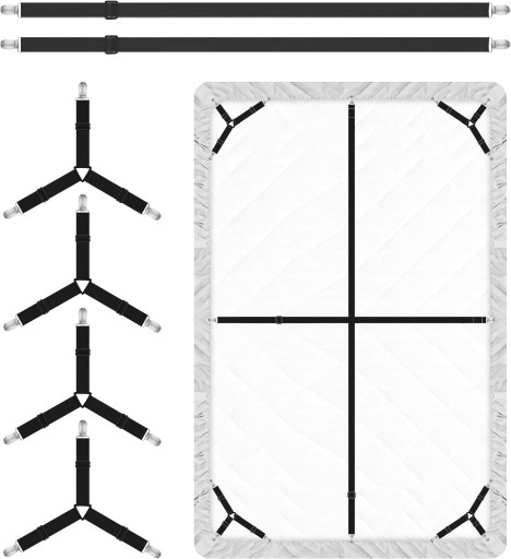 Paski do mocowania prześcieradła 4 2 szt. Regulowane klipsy do