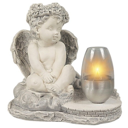 ZNICZ GIPSOWA FIGURKA NAGROBNA LAMPA SOLARNA LED