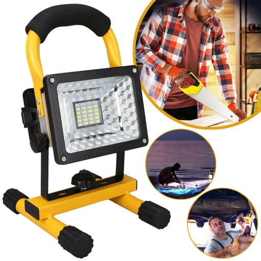 REFLEKTOR ROBOCZY LED, AKUMULATOROWY REFLEKTOR LED, WODOODPORNY, PRZENOŚNY