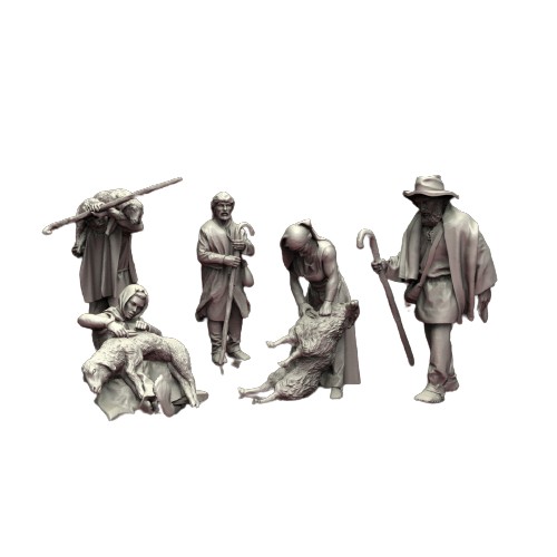 Medieval Shepherds and Sheep Shearers - 5 Wzorów
