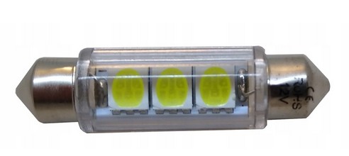 ŻARÓWKA LED C10W 12V SMD - MOCNA BIAŁA CIEPŁA