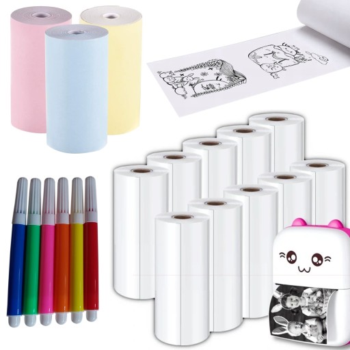 PAPIER TERMICZNY SAMOPRZYLEPNY ROLKI DO DRUKARKI DRUKUSIA 13 ROLEK KOLOR