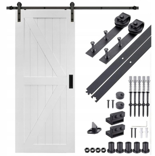 ZESTAW SYSTEM DRZWI PRZESUWNYCH SZYNA LOFT MODERN CZARNY BARN DOOR 2 M