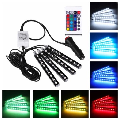 OŚWIETLENIE WNĘTRZA AUTA SAMOCHÓD 36 PASKI LED RGB