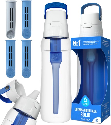 4x filtr butelkowy wkład Dafi + Butelka SOLID 0,7L