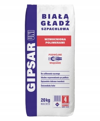 ATLAS GŁADŹ GIPSAR SZPACHLOWA GIPSOWA 20Kg