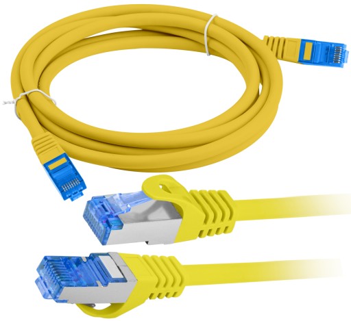 Kabel Internetowy Ethernet Skrętka RJ45 LAN kat 6A SFTP LSZH 1.5m Żółty