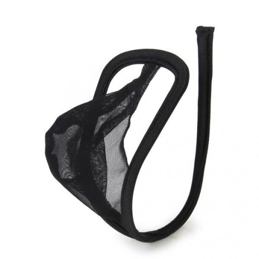 Black Mens C string Mesh Stretch Pouch